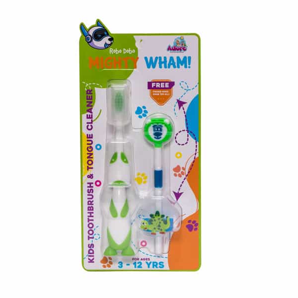 Mighty Wham Robo Dobo Kids Toothbrush With Tongue Cleaner
