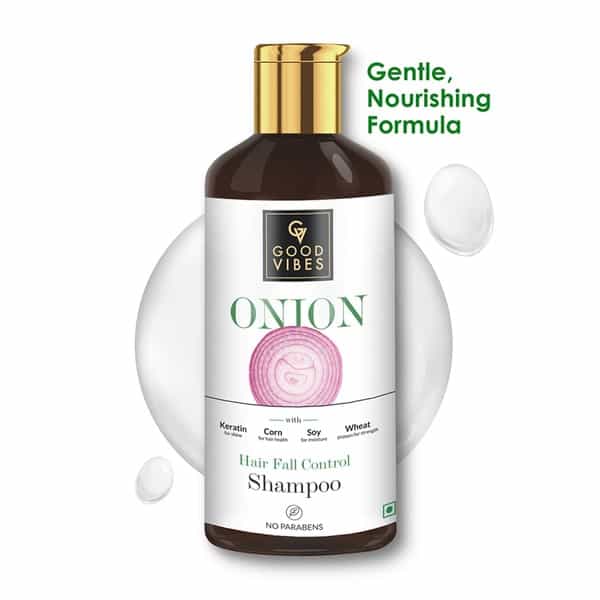 Good Vibes Onion Hairfall Control Shampoo With Keratin For Shine Corn - 300 Ml