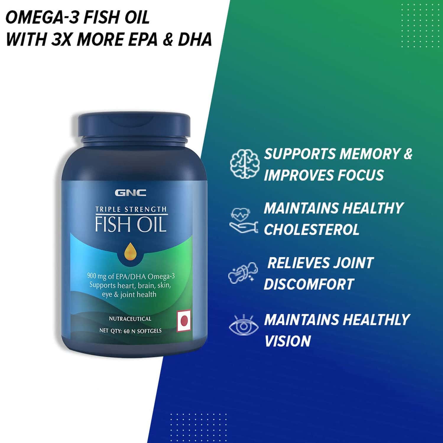 Buy GNC TRIPLE STRENGTH FISH OIL OMEGA 3 CAPSULES FOR MEN & WOMEN