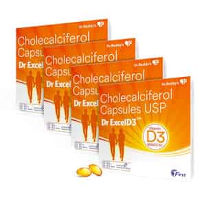 Dr. Exceld3 By Dr. Reddys Vitamin D3 60000 Iu 4 Capsules X Pack Of 4