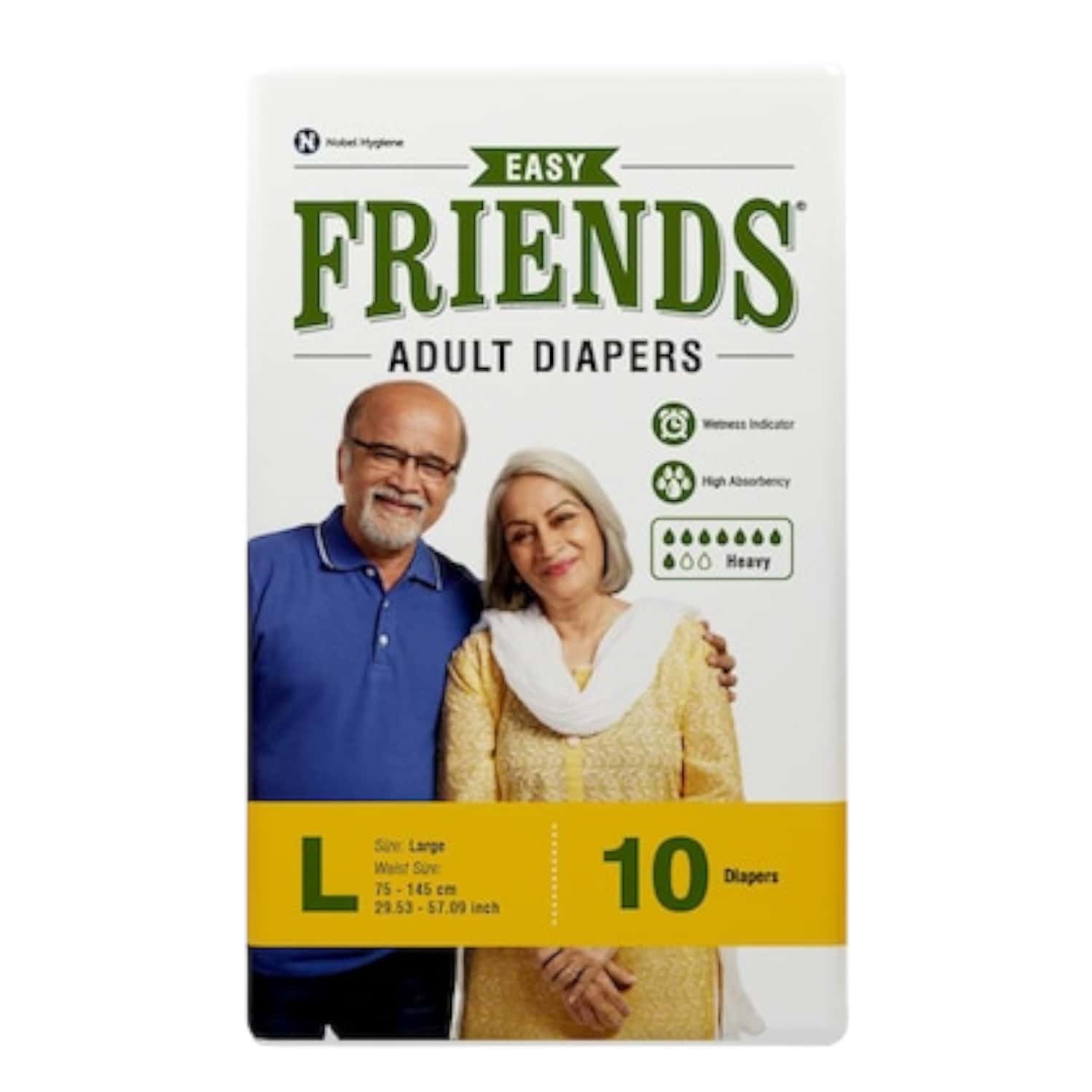 Friends Easy Adult Diapers 10 Count (l) Waist 75-145cm 29.53- 57.09 Inch