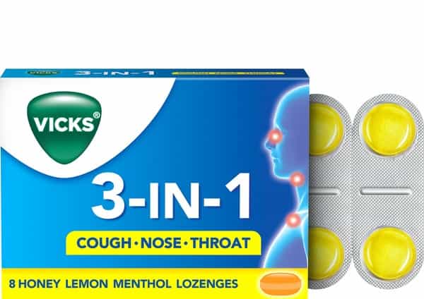 Vicks 3 In 1 Honey Lemon Menthol Box Of 8 Lozenges