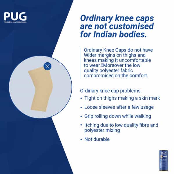 Pug Knee Support Ergonomically Designed For Indian Knee Size Small (S) Pack Of 1 Pair