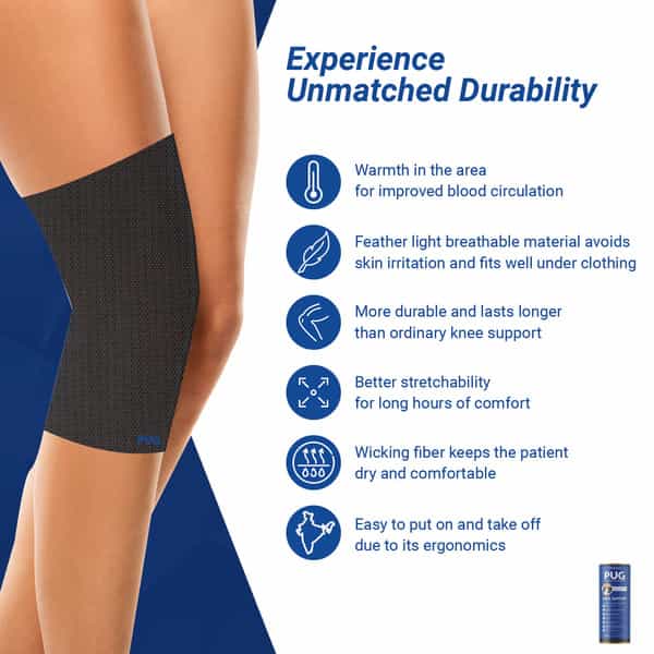 Pug Knee Support Ergonomically Designed For Indian Knee Size Small (S) Pack Of 1 Pair