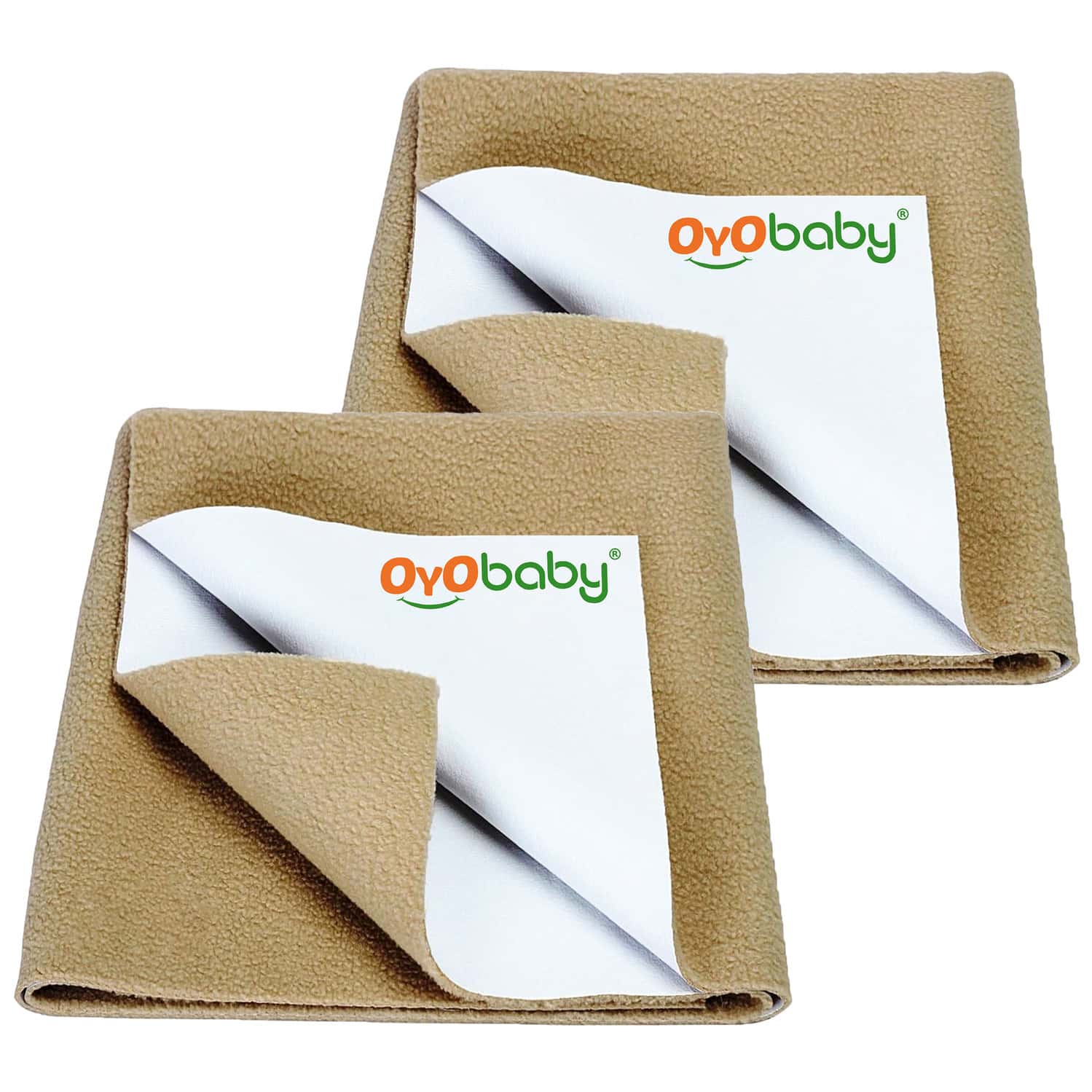 Oyo Baby- Waterproof Baby Bed Protector For Anti-Piling Fleece Pack Of 2 (140 Cm X 100 Cm) Beige
