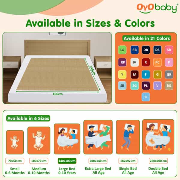 Oyo Baby- Waterproof Baby Bed Protector For Anti-Piling Fleece Pack Of 2 (140 Cm X 100 Cm) Beige