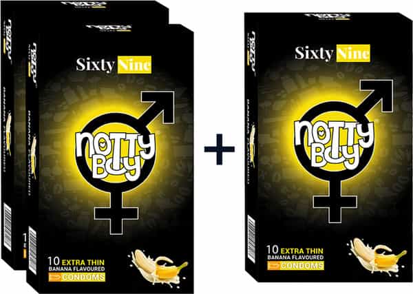 Nottyboy Sixtynine Extra Thin Banana Flavour Condoms For Men Pack Of 30