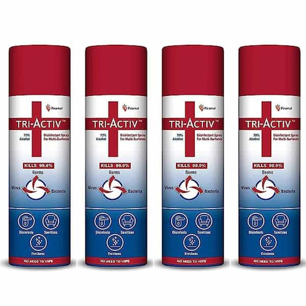 Tri-Activ Disinfectant Spray For Multi-Surfaces - 230 Ml (Pack Of 4)