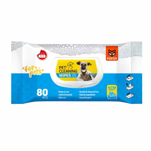 Fofos Pet Cleaning Wipes Unscented - 80Pcs
