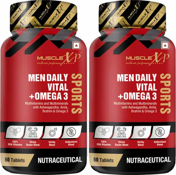 Musclexp Men Daily Vital + Omega 3 Sports Multivitamin 60 Tablets (Pack Of 2)