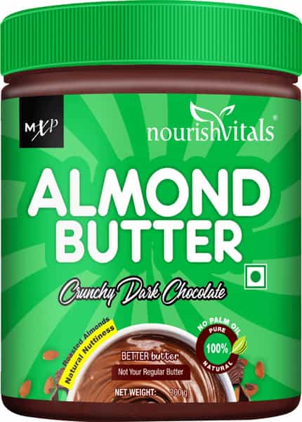Nourishvitals Almond Butter (Crunchy Dark Chocolate) Almond Chunks No Added Salt Or Oils 200 G