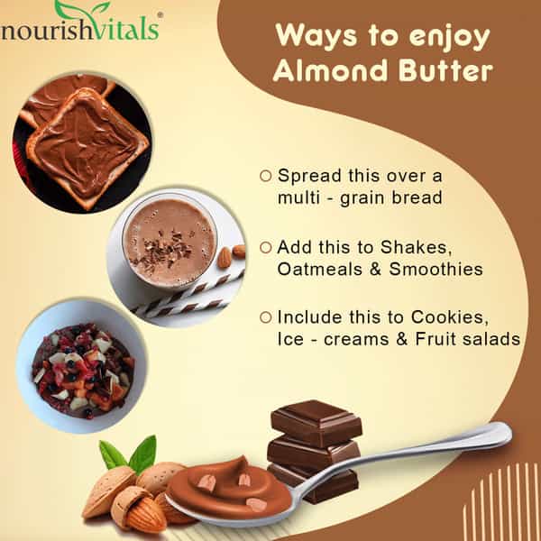 Nourishvitals Almond Butter (Crunchy Dark Chocolate) Almond Chunks No Added Salt Or Oils 200 G
