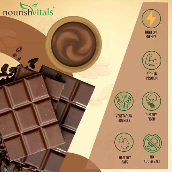 Nourishvitals Almond Butter (Crunchy Dark Chocolate) Almond Chunks No Added Salt Or Oils 200 G