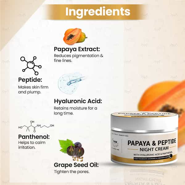 Tnw The Natural Wash Papaya & Peptide Night Cream For Healthy Skin | Repairs Skin Overnight