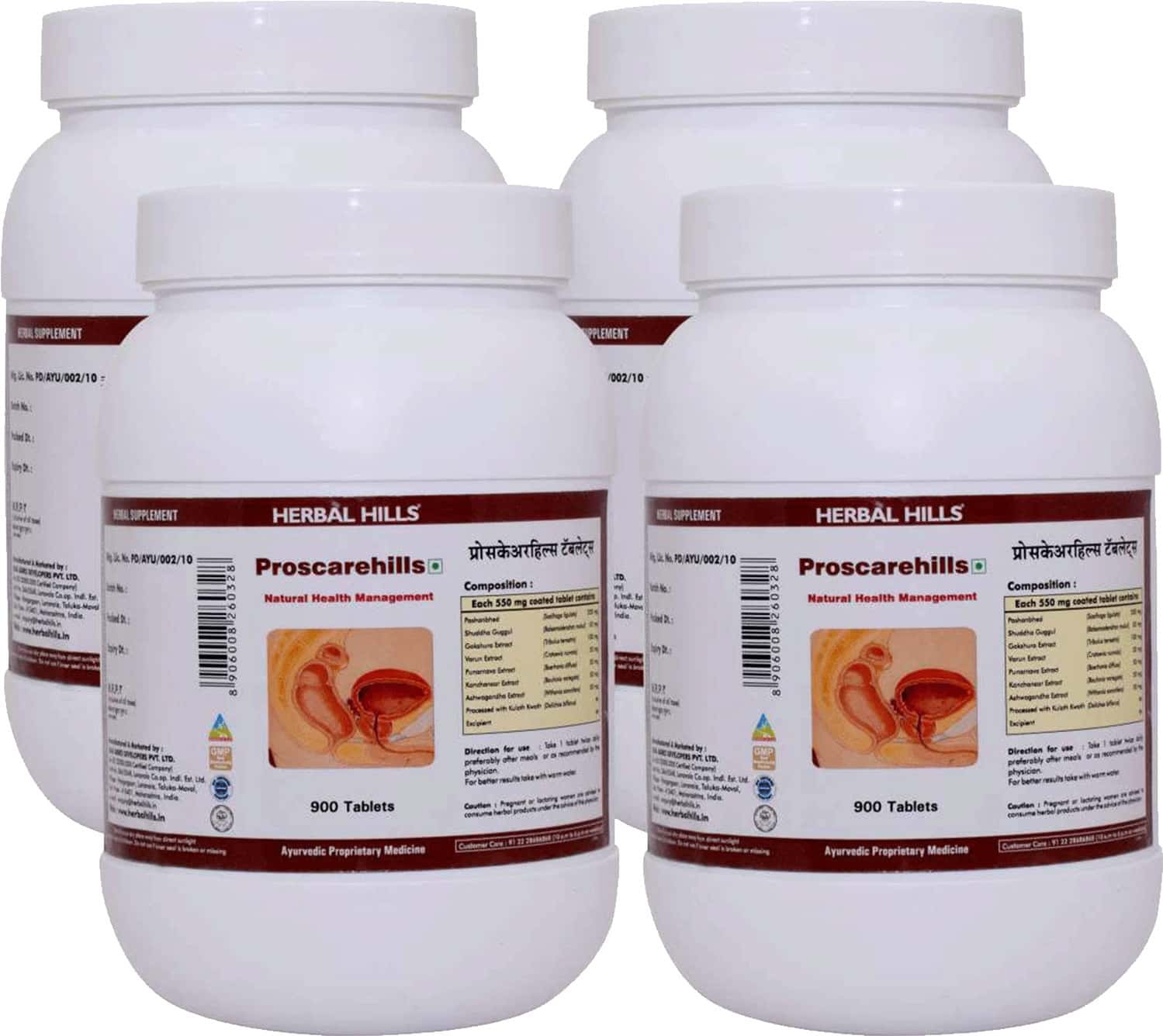 Herbal Hills Proscarehills 900 Tab (Pack Of 4) Prostate Supplement For Men For Urination Regularity