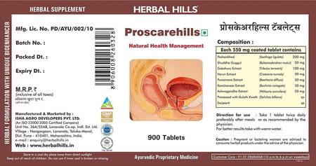 Herbal Hills Proscarehills 900 Tab (Pack Of 4) Prostate Supplement For Men For Urination Regularity