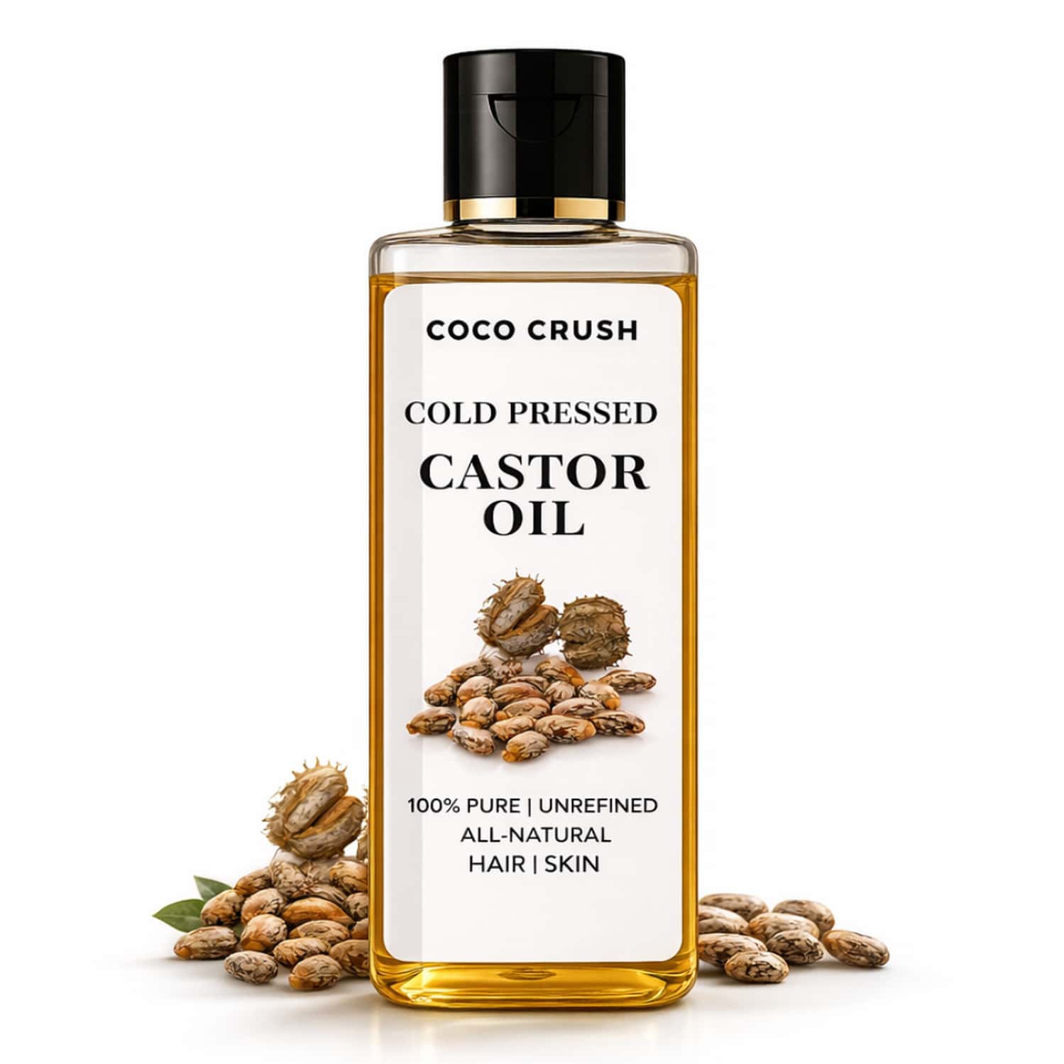 Coco Crush Cold Pressed Castor Oil For Hair Growth | Thick Hair & Hair Fall Control - 200ml