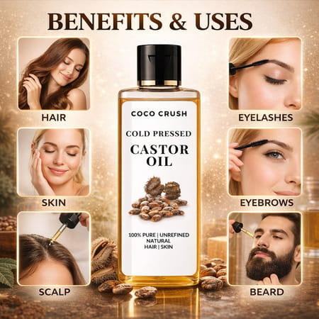 Coco Crush Cold Pressed Castor Oil For Hair Growth | Thick Hair & Hair Fall Control - 200Ml