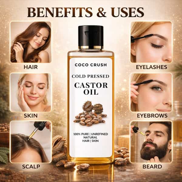 Coco Crush Cold Pressed Castor Oil For Hair Growth | Thick Hair & Hair Fall Control - 200Ml