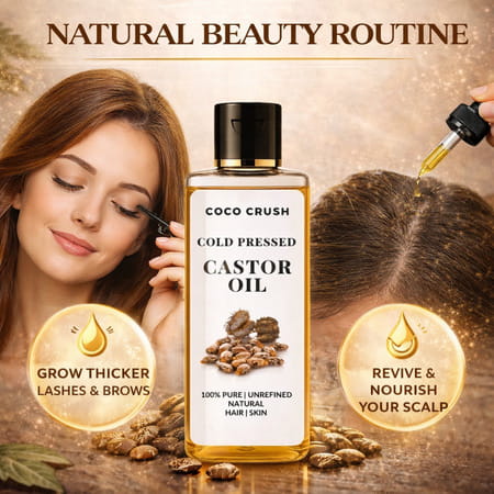 Coco Crush Cold Pressed Castor Oil For Hair Growth | Thick Hair & Hair Fall Control - 200Ml