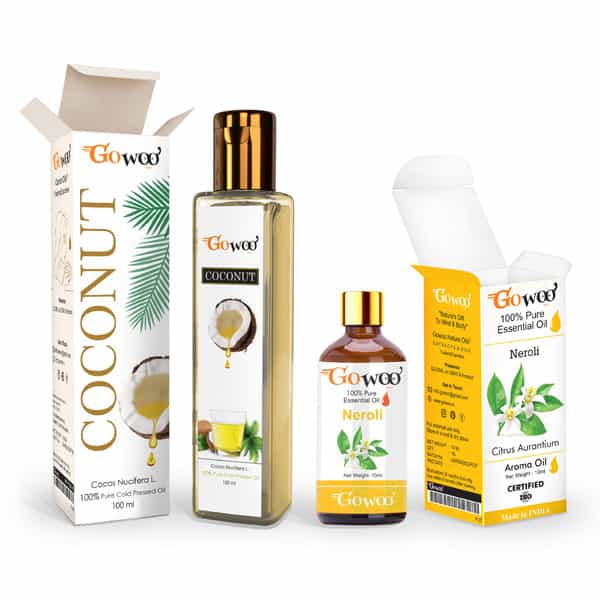 Pack Of 2 Neroli Essential Oil & Coconut Carrier Oil - 100% Pure & Natural Oil For Aromatherapy