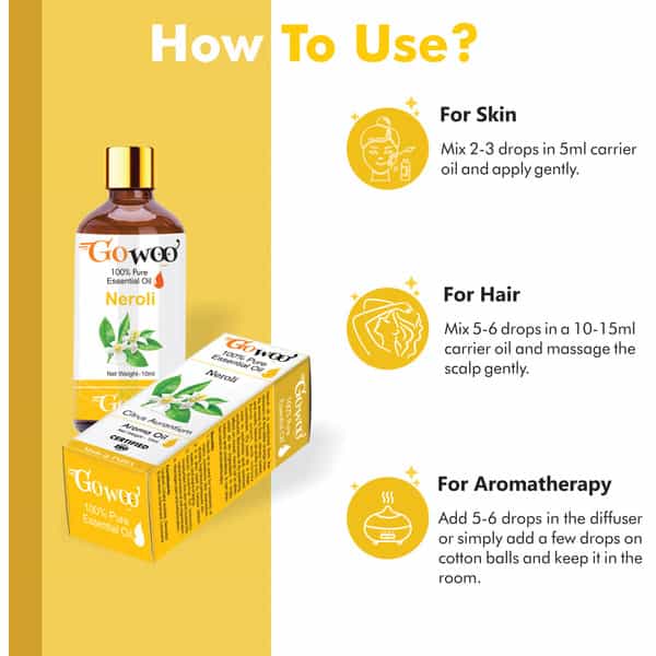 Pack Of 2 Neroli Essential Oil & Coconut Carrier Oil - 100% Pure & Natural Oil For Aromatherapy