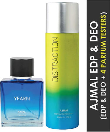 Ajmal Yearn Edp For Men 100ml & Distraction Deo For Unisex200ml Pack Of 2 (Total 300ml)
