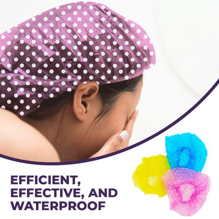 Sanfe Selfly Shower Cap 3 Piece Long Lasting Elastic Band Reusable One Size Fits All