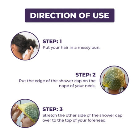 Sanfe Selfly Shower Cap 3 Piece Long Lasting Elastic Band Reusable One Size Fits All