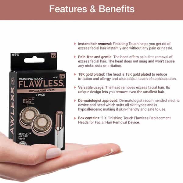 Finishing Touch Flawlessflawless-Finishing Tch Replacement Heads (Pack 2) Hair Removal