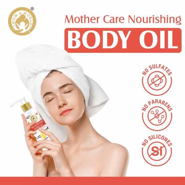 Mom & World Mother Nourishing Body Oil Complete Moisturising 100% Pure Oils 200 Ml