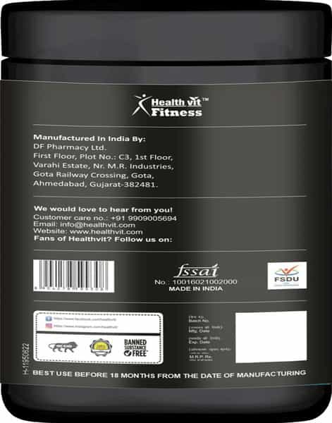 Healthvit Fitness Pre - Workout Explosive Energy Advance Formula Powder - Orange Flavour - 300Gm