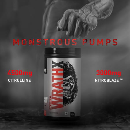 Muscleblaze Pre Workout Wrathx With Creapure ? | Nitroblaze & Bioperine (Fruit Fury | 510 G)