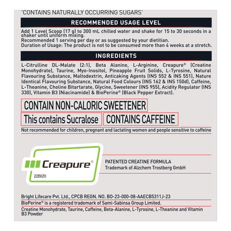 Muscleblaze Pre Workout Wrathx With Creapure ? | Nitroblaze & Bioperine (Fruit Fury | 510 G)