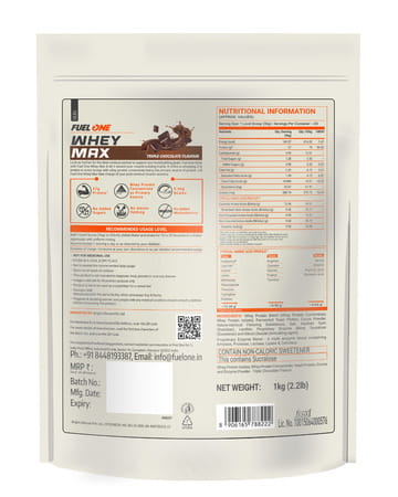 Fuelone Whey Max (Triple Chocolate | 1Kg) 27G Protein | Whey Protein Concentrate