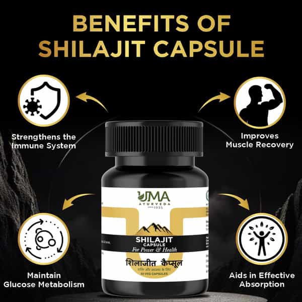 Uma Ayurveda Shilajit Capsule Ayurvedic Capsules 60 Caps