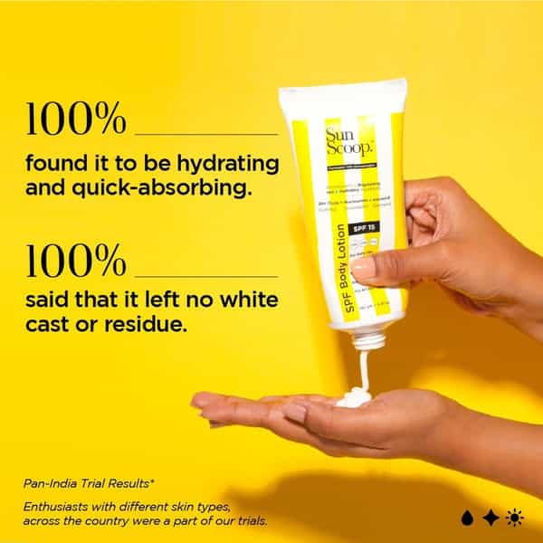 Sunscoop Spf Body Lotion | Spf 15 | Enriched With Zinc Oxide + Niacinamide + Vitamin E - 180Gm