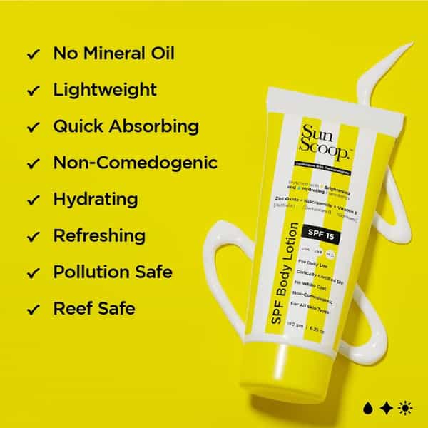 Sunscoop Spf Body Lotion | Spf 15 | Enriched With Zinc Oxide + Niacinamide + Vitamin E - 180Gm