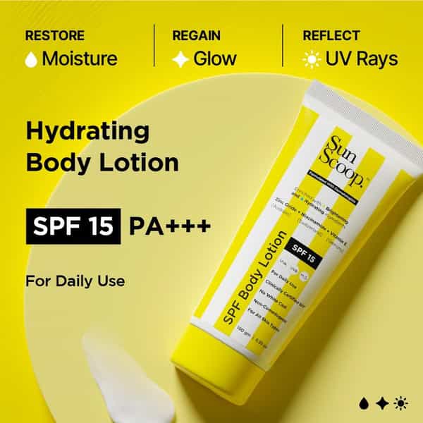 Sunscoop Spf Body Lotion | Spf 15 | Enriched With Zinc Oxide + Niacinamide + Vitamin E - 180Gm