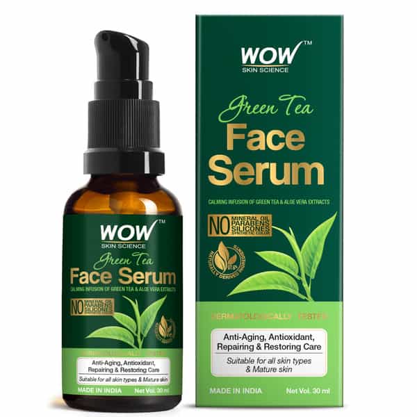 Wow Skin Science Green Tea Face Serum - Green Tea & Aloe Vera Extract - Repairs & Restores Skin|30Ml
