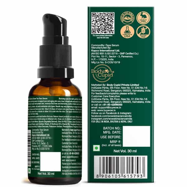 Wow Skin Science Green Tea Face Serum - Green Tea & Aloe Vera Extract - Repairs & Restores Skin|30Ml