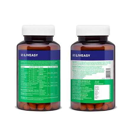 Liveasy Wellness Calcium Magnesium Vitamin D3 & Zinc - Bones & Dental Health - Bottle 60 Tabs