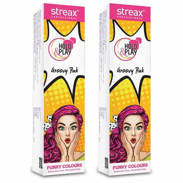 Streax Professional Hold & Play Funky Colours - Groovy Pink 100 G X Pack Of 2