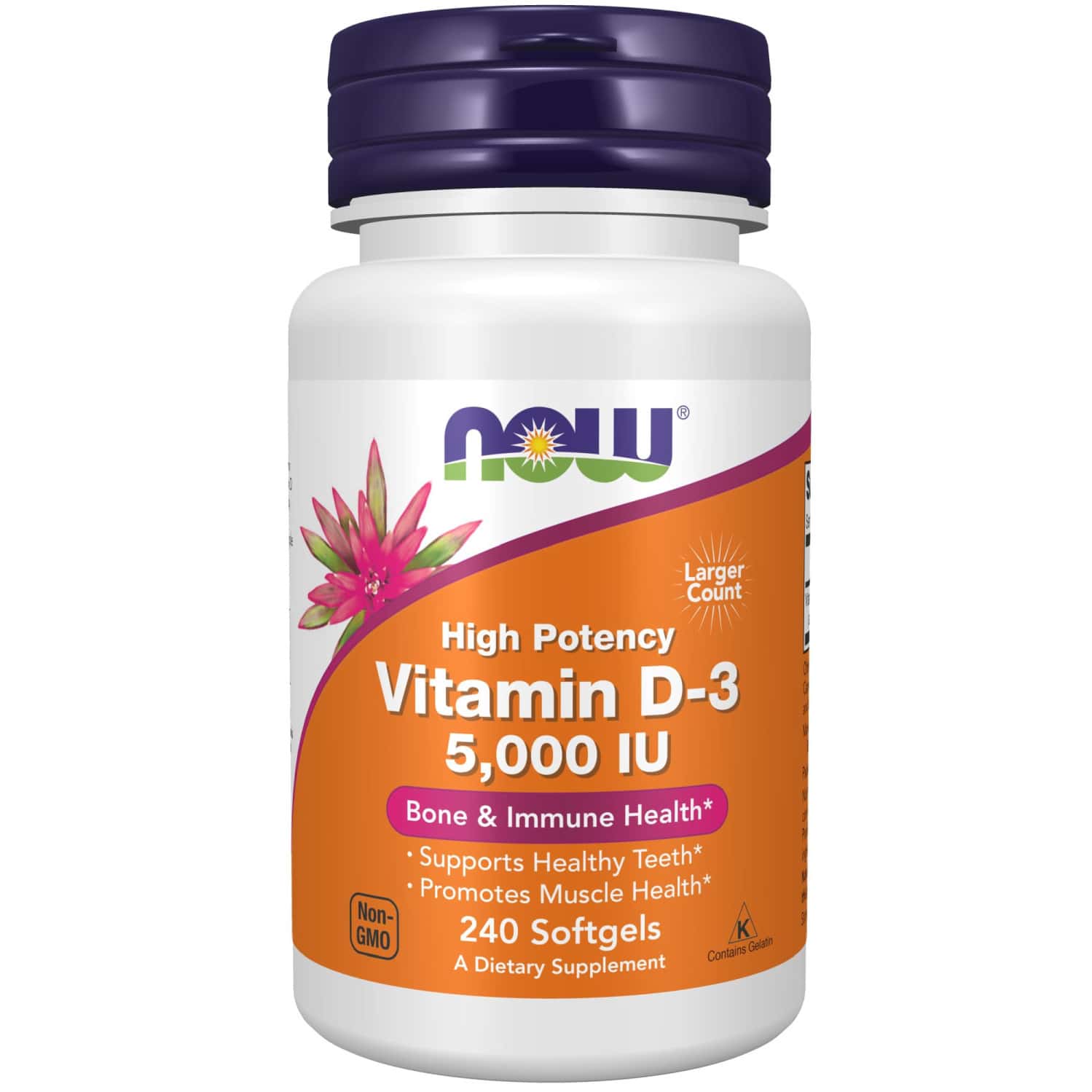 Now Foods Supplements | Vitamin D-3 5 |000 Iu | High Potency | Structural Support* | 240 Softgels