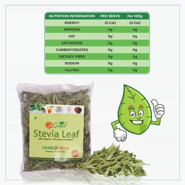 So Sweet Stevia 25 Gms Stevia Leaves 100% Natural Sweetener - Sugarfree (Pack Of 10)