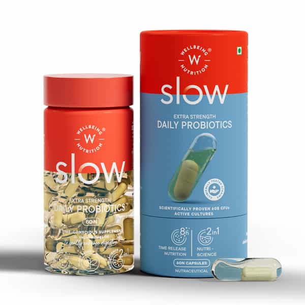 Wellbeing Nutrition Slow Daily Probiotics Clinically Proven 60 Billion Cfu | 14 Unique Strains