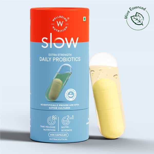 Wellbeing Nutrition Slow Daily Probiotics Clinically Proven 60 Billion Cfu | 14 Unique Strains