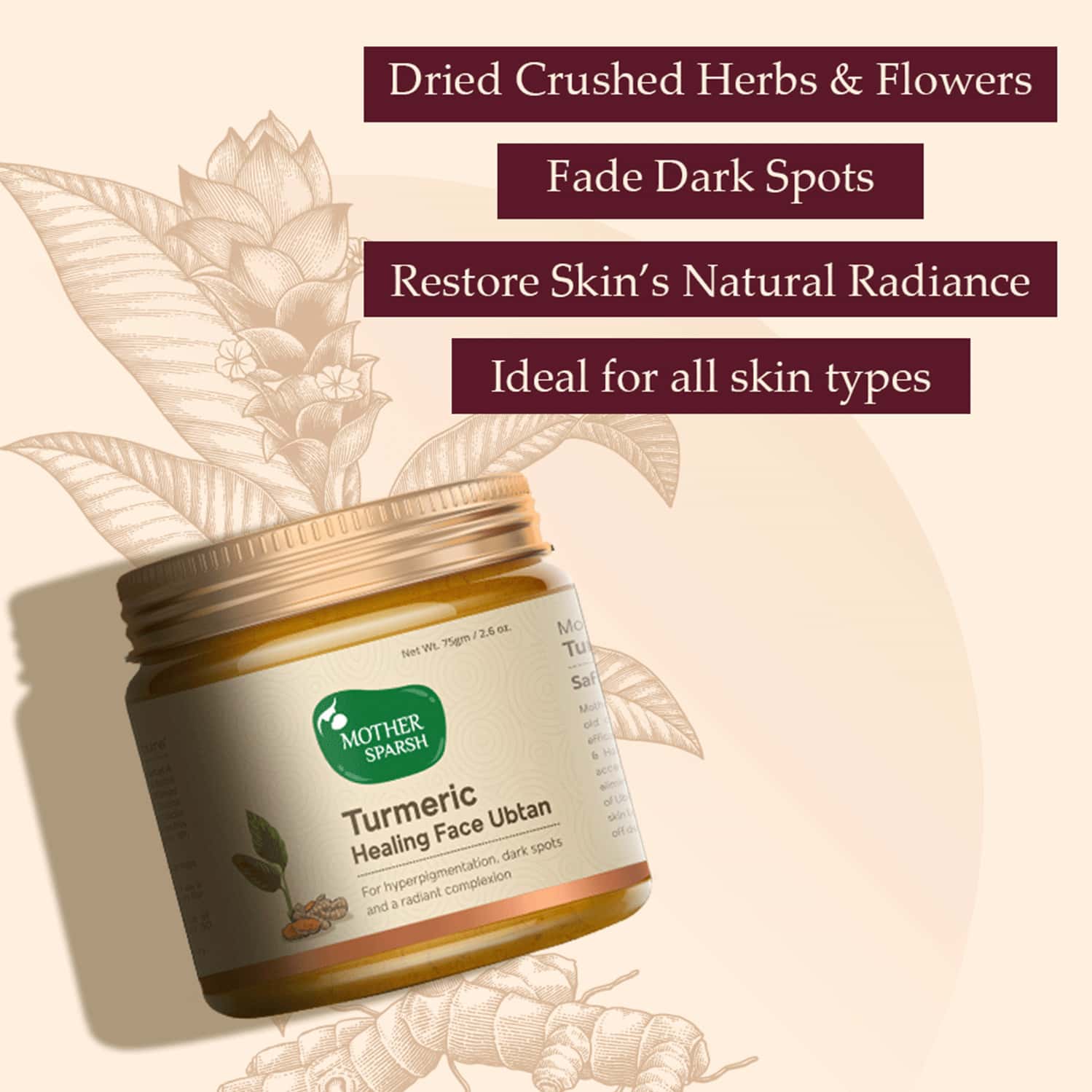 Buy MOTHER SPARSH TURMERIC HEALING FACE UBTAN POWDER FOR DARK SPOTS