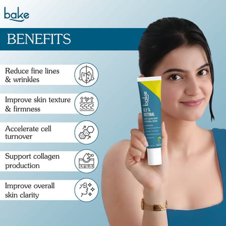 Bake 0.1% Retinal Night Cream For Anti-Aging | Wrinkles | Smooth & Radiant Skin (30Ml)