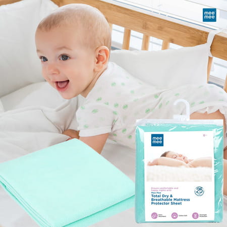 Meemee Cotton Baby Bed Protecting Mat (pista Green | Medium)